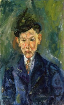 チャイム・スーティン Painting - 小さな帽子をかぶった若い男 チャイム・スーティン